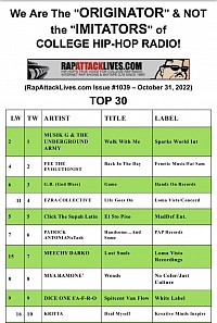 Walk With Me #1 College Hip Hop Radio RapAttackLives Chart